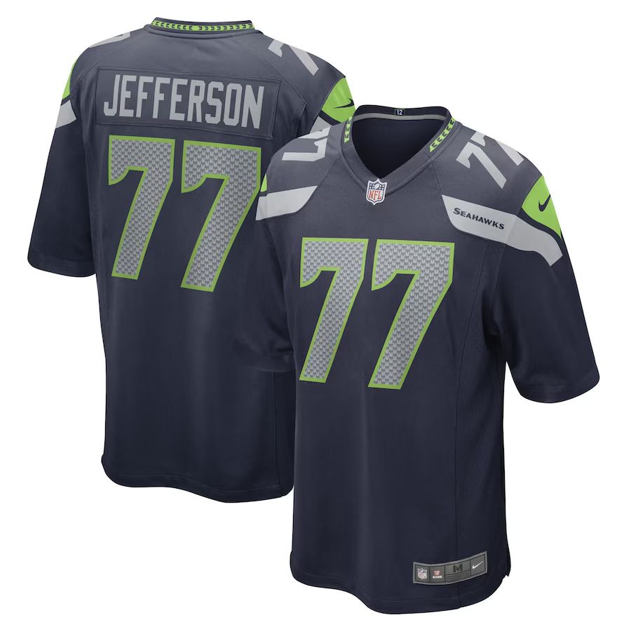 Men Seattle Seahawks 77 Quinton Jefferson Nike College Navy Game Player NFL Jersey